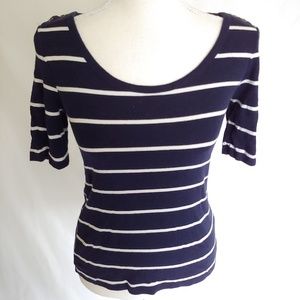Gap Navy Blue & White Striped Nautical Top